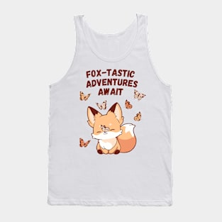 Fox-tastic Adventures Await – cute kawaii fox and butterflies Tank Top